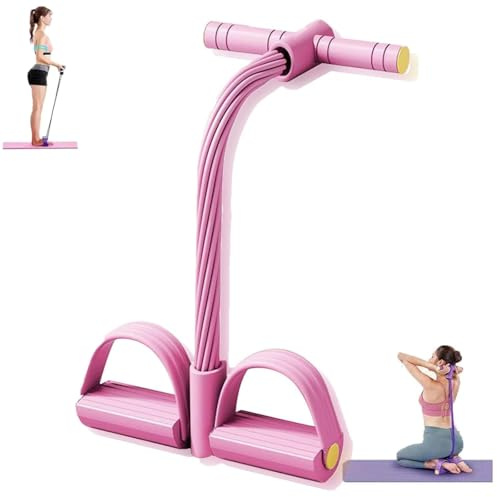 Corde De Tension Multifonction, Bande De Resistance Musculation, éLastique Sport, Tout-en-Un 8tubes avec PéDale De Traction pour Chevilles, Kit Pilates Maison, pour Yoga,Fitness,Musculation