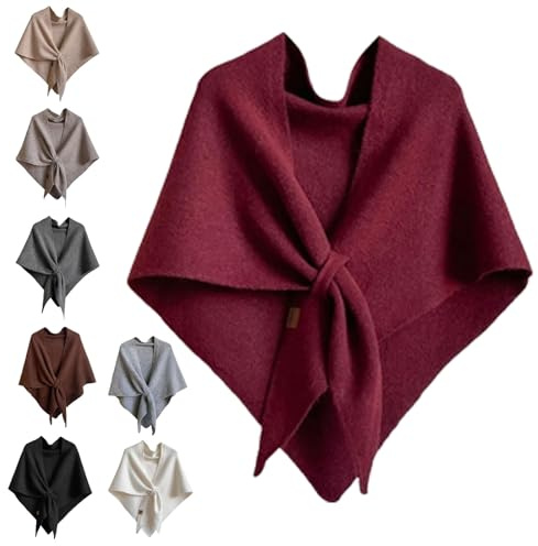 Xiyocadt Biohofer Unifarbener Damenschal, Damen Schal Aus Wollmischung In Volltonfarbe, All-Match-Dreiecksschal Umhang Poncho-Pullover, für im Frühling und Sommer, 8 Farben Passend (Rot,180 * 120cm)