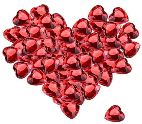 DEFIYEAR 200 Stück Diamantene Hochzeit Streudeko, Herzen Deko, Herzkonfetti Hochzeitsdeko Heiratsantrag Deko, Rote Diamanten Deko Herz für DIY Hochzeit Verlobung,Valentinstag, 12mm Rot Herzen Diamante