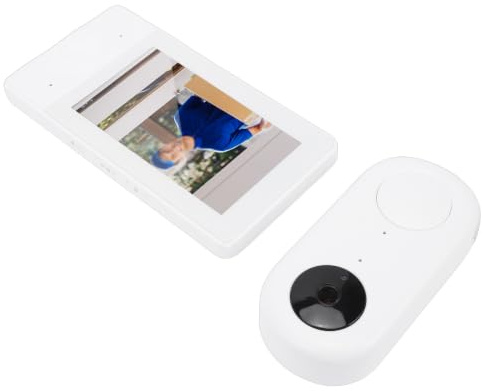 Denash Caméra de Sonnette sans Fil, écran de 4,3 Pouces avec Portée sans Fil de 20 M et Conversation Bidirectionnelle, Sonnette Vidéo étanche IP65 avec Batterie Rechargeable, pour