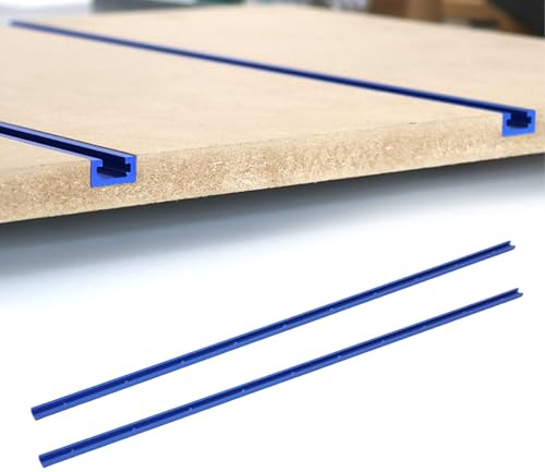 Jectse Lot de 4 Rails en T Universels en Alliage D'aluminium à Double Coupe de 1000 Mm avec Vis, Trous Pré-percés Bleus pour Gabarits de Travail du Bois, Fixations, établi, Pinces,