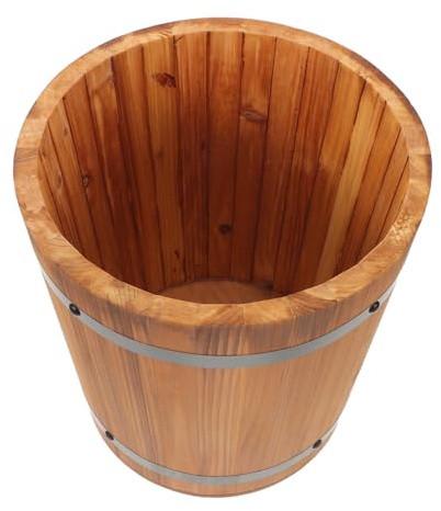 Angoily Seau à Riz Bois Naturel Récipient de Stockage pour Céréales Distributeur de Riz pour Cuisine