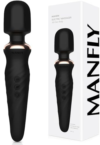 MANFLY Portable Electric Massager, Cordless Handheld Rechargeable Body Massage Tool (Black)