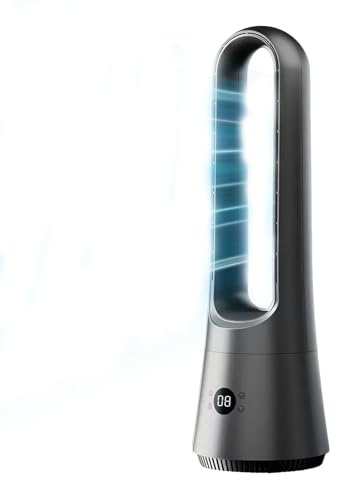 UEXEDO Ventilateur Colonne Sans Pale Oscillant À 90, Ventilateur Tour De Bureau Avec Chronométrage 8h, Pour Salon Et Chambre (noir)
