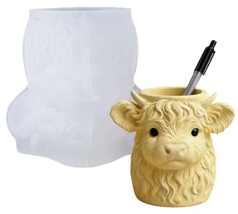 Moule en silicone,Forme Vache, Thème Animal De La Ferme | Moule pour Bougie et Pot de | pour projets en béton, résine époxy, débutants, maison, classe,