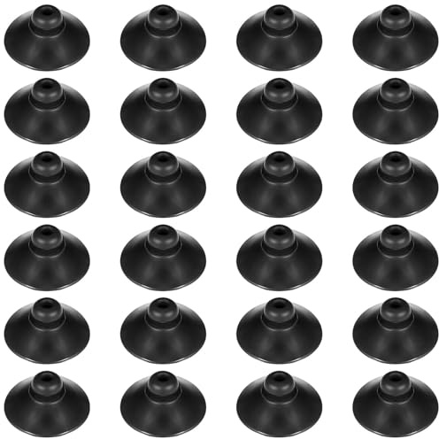 Pownert 24 Stück Aquarium Saugnapf Set 28 mm, Schwarze Silikon Saugnäpfe Ersatz Saughalter für Aquarienzubehör, Heizstab, Thermometer, Filter, Pumpe, LED Beleuchtung, Luftschlauch und Rohre