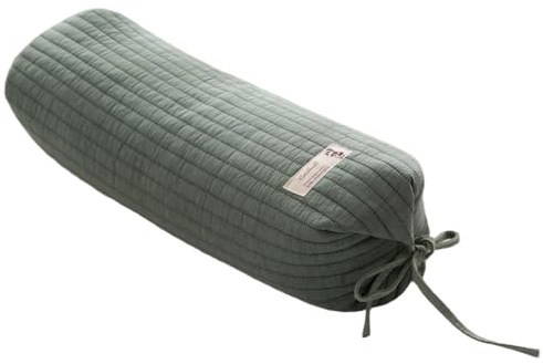 Almohada para casco de trigo sarraceno, almohada para el cuello de trigo sarraceno, cilindro orgánico que absorbe la humedad con funda extraíble, transpirable y lavable para dormir, 21 pulgadas