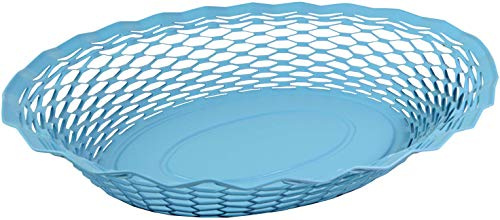 Corbeille à pain ovale bleue en inox 30 x 24 cm