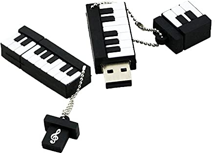 Piano Forme 16GB USB 2.0 Lecteur Flash Avec Chaîne - Disque Mémoire Stylo Drive (Noir)