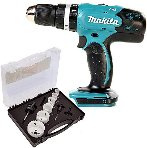 Makita DHP453 18V 2 Speed Combi Drill with D-47117 6Pcs Plumbers Holesaw Kit