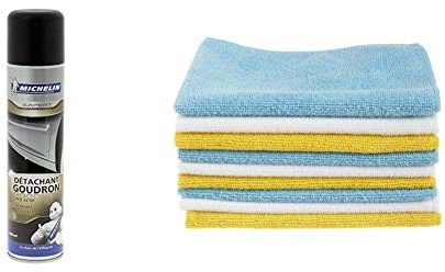 MICHELIN 009451 Détachant Goudron carrosserie & Amazon Basics Lot de 12 Chiffons Microfibre