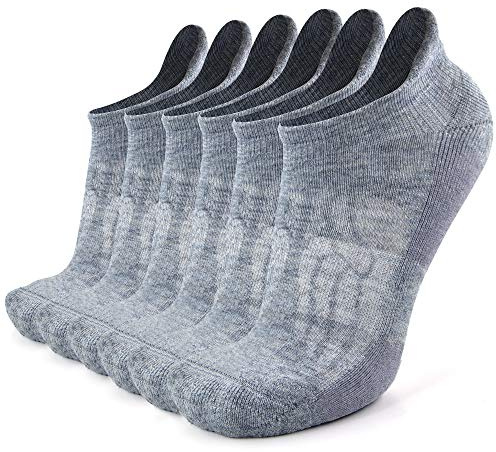 Busy Socks Mens Short Wool Socks for Youth, Men's Women's Low Cut Anti-Blister Performance Mountain Trekking Socks, Light Grey, Medium, 6 Pairs