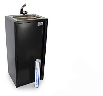 Mobiles Handwaschbecken 19Liter Tank + Heizstab 75W Waschbecken Marktstand Verkaufsstand Food Truck Marktstand Kirmes schwarz (ad-ideen)