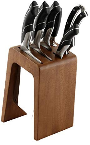 Nff Porta Coltello Universale, Supporto for Coltelli in Legno Massello, Porta di Stoccaggio A Coltello con Forbici E Coltelli Slot for Temperini 15.7 × 13,5 × 24 Cm