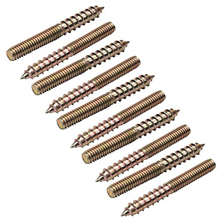 Yinpecly 10Pcs Carbon Steel Double Headed Hanger Bolts 2 inch Length Self-Tapping Screw for Furniture Installation M6×50 Bronze
