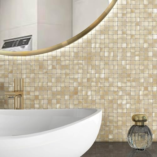 BeNice Wandfliesen Selbstklebend Mosaik Fliesenaufkleber Küche Gold 5