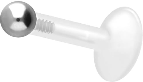 PIERCINGLINE PTFE Labret mit Innengewinde | Titan AUFSATZ KUGEL| Piercing Lippe Nase Ohr Helix | Farb & Größenauswahl