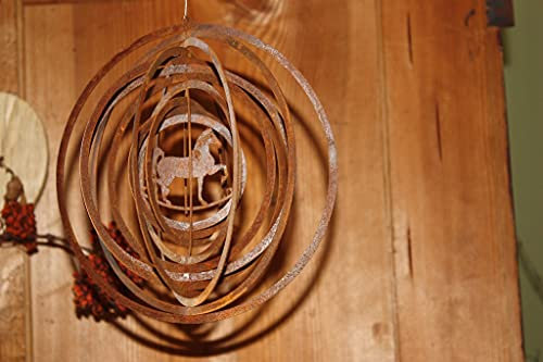 Rostikal Windspiel mit Pferd 18 cm Gartendeko Vintage Rost Deko Hängedeko Garten Deko