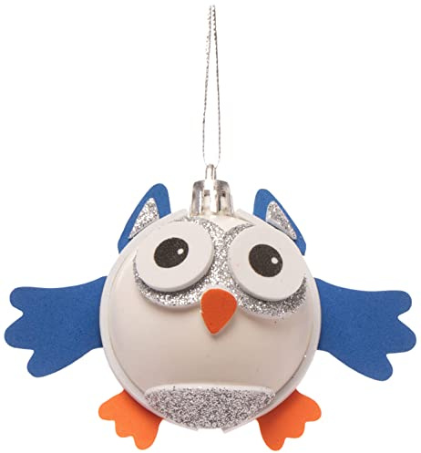 Baker Ross FE975 Schneeeule Kugeln Bastelset aus Holz - 6er Pack, Weihnachtsbaumschmuck zum Selbermachen, Holzbasteleien für Kinder, Holzdekorationen für Weihnachtsbäume