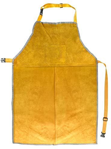QWORK® Leather Welding Work Apron, Heat and Flame Resistant, Size 23x35 Inches