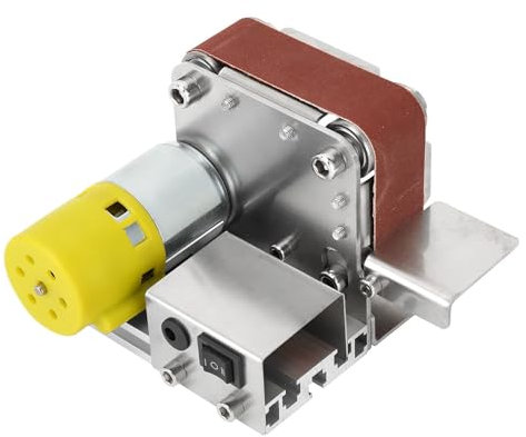 Aluminum Anti Skid DIY Polishing Grinding Machine - Adjustable Speed Belt Disc Sander with Thickened Solid Base, 10 Belts, Adjustment Tools for Woodworking (UK 100W)