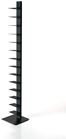 ZStyle BBB ITALIA Bücherregal Sapiens mit vertikaler Säule aus Metall, freistehendes Regal mit Stahlablagen (202 cm, Schwarz)