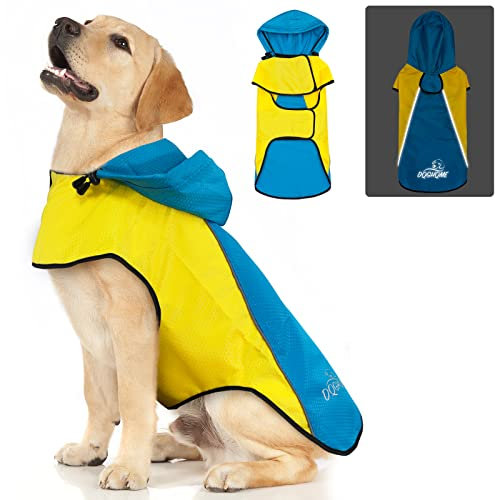 Regenjacke Hund DQGHQME Hunderegenmantel, Regenmantel Hund Wasserdicht, Einstellbare Regencape Hund, Reflektierender Wasserdichter Hundemantel Ultraleicht für Große Mittlere Kleine Haustier Hund (L)