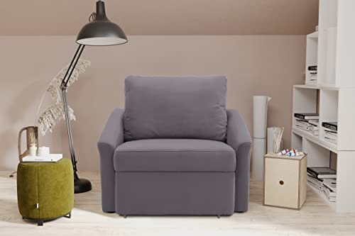 DOMO. collection Sessel Relax, Dauerschläfer, Boxspring Sofa mit Schlaffunktion, Schlafsessel, Gästebett, Schlafsofa 108 x 96 x 86 cm (BxTxH), grau