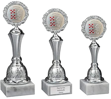 eberin · Doppelkopf Pokal · Kartenspiel · Schafkopfspiel · Wanderpokal · Auszeichnung · Ehrenpreis · Silber Pokal · Doppelkopf Trophäe · mit Wunschgravur in 3 Größen