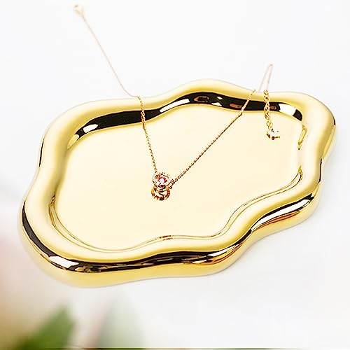 Piatto portagioie in ceramica da donna, vassoio per gioielli, piatto in ceramica a forma di nuvola irregolare, vassoio per chiavi di orologio, anello per festa della mamma, Natale, Ringraziamento,