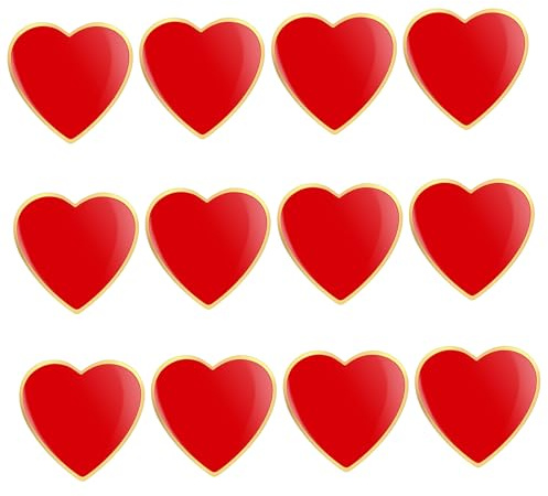 SOIMISS 12 Stücke Emaille Brosche Rot Herz Anstecknadel Hochzeit Mitgebsel Metall Anstecker Pins Rucksack Abzeichen Pullover Clips Kinder Partyartikel Valentinstag Party