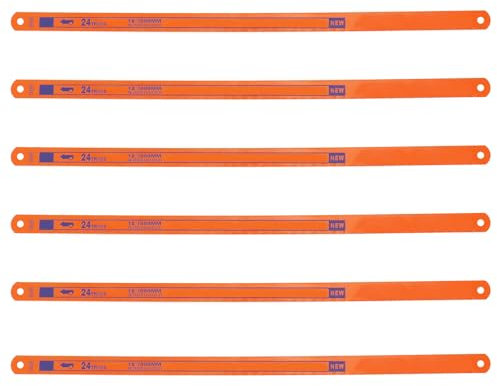 LT Easiyl 6 Stück Bügelsägeblätter 24TPI Bimetall-Sägeblatt HSS HSS Bimetall-Sägeblatt Schneide 300 mm Bügelsägen zum Schneiden von Edelstahl Kunststoff Kupfer Orange