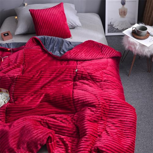 Hixingo Reisedecke Kissen Decke 2 in 1, Wurfkissen Verwandlungskissen Flugzeugdecke Warme Steppdecke für Ruhe Auto Büro Zuhause Schlafen Nickerchen Reisedecke (105x150cm,groß Rot)