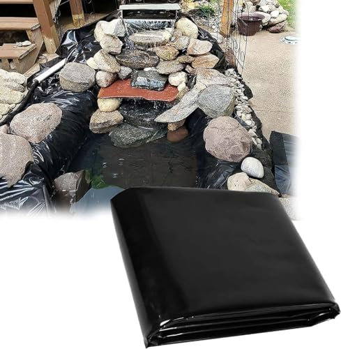 MISKYN Teichfolie,Gartenteich Teichplane,Große Fischteichfolie,Schwarze Folie Garten,Teichfolie 3X3m,Baufolie Extra Stark,Für Fischteiche,Brunnen,Wassergarten Und Wasserfall,5 * 8m