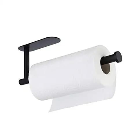 MARINDO XL Küchenrollenhalter schwarz Edelstahl | Kleben oder Bohren | Selbstklebender Papierhandtuchhalter für Küche & Bad | 33,5 cm Küchenrollenspender hängend | Wandmontage