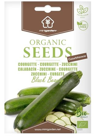 Zucchine Black Beauty, Semi Biologici Certificati Minigarden, include tra 8 e 6 semi
