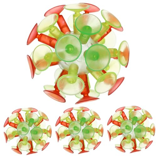TOYANDONA Jouet Ventouse Boule Luminescente 6 Cm Balle Rebondissante Enfant Jeu Coordination Œil-Main Jouet Bébé Bain Activités Familiales