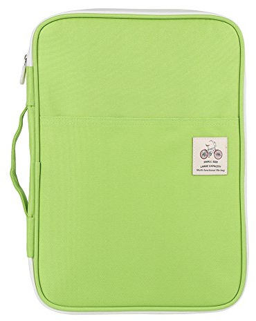 Organisateur de documents A4 Folio, classeur à fermeture éclair avec poignée, sac à documents étanche, dossier de portefeuille avec poches, organisateur de dossiers portables, (Vert herbe)
