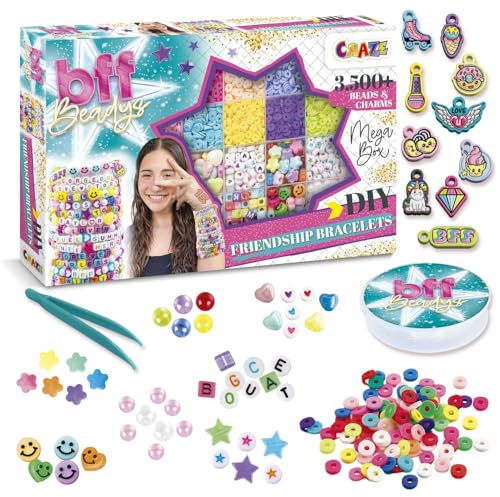 CRAZE BFF Mega Box - Kit Barcelet d'amitié, Set XXL Fabrication Bijoux, Perles pour bracelets enfant