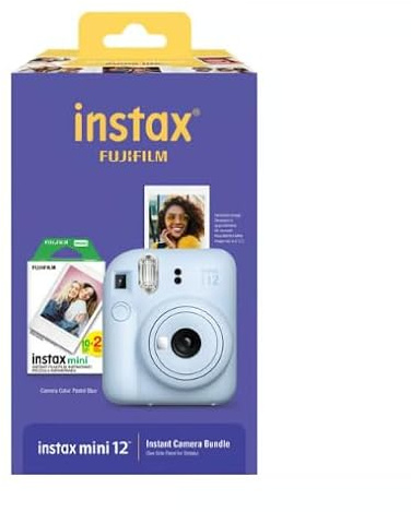 Fujifilm Instax Mini 12 Appareil photo instantané avec film bonus 20 feuilles Bleu