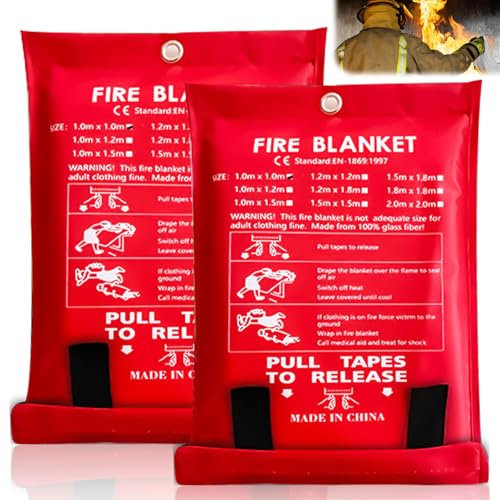 2 coperte antincendio, 120 x 120 cm, coperta antincendio in fibra di vetro, coperta antincendio per design di sicurezza accidentale per cucina, camino, barbecue, auto, campeggio, casa, roulotte