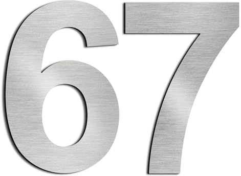 nanlyiau 3in/7.5cm selbstklebende hausnummern briefkasten hausnummer Edelstahl aus massivem SUS304(3in number 67)