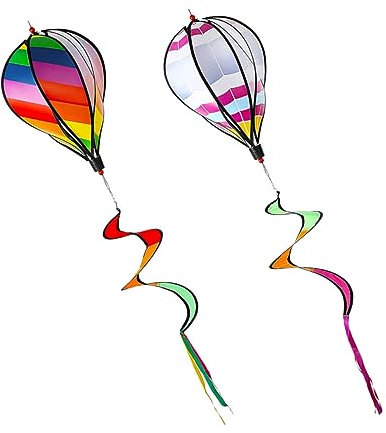 NULYLU 2pièces Pendentif Éolien Montgolfière De Décoration Colorée pour Jardin Accessoire De Fête Et Activités Extérieures Design Spirale Attrayant