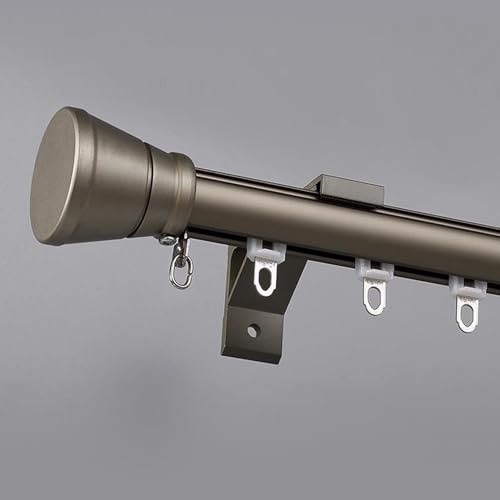 Tringle à rideau ronde champagne avec fonction coulissante lisse, support mural, rail de rideau simple pour chambre à coucher, tringles à rideaux de douche et raccords de 4 m