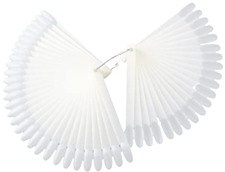 OFFIGAM Set de 2 Tablas de Colores para Uñas en Abanico Blanco 50 Puntas de Pvc, Herramienta Profesional para Exhibición y Práctica de Nail Art en Salones