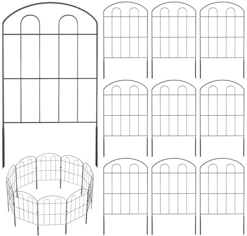 Garden Fence – Garden Fence – Ornamental Wire Mesh for Flowerbeds Green – Decorative Rustproof 10 Pieces, Metal Wire Animal Barrier for Soil Defense with Edges