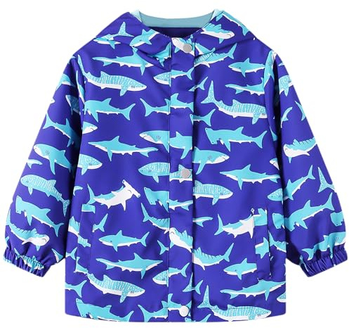 Domueay Softshelljacka barn vattentät regnjacka 2–10 år, storlek 92–140, Blå val, 6-7 år