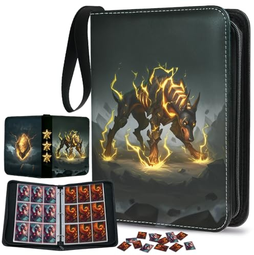 Raccoglitore di carte con 9 tasche, raccoglitore per 900 carte con 50 maniche rimovibili, porta carte portatile con cerniera, album da collezione per giochi sportivi, collezionisti, ragazzi e ragazze