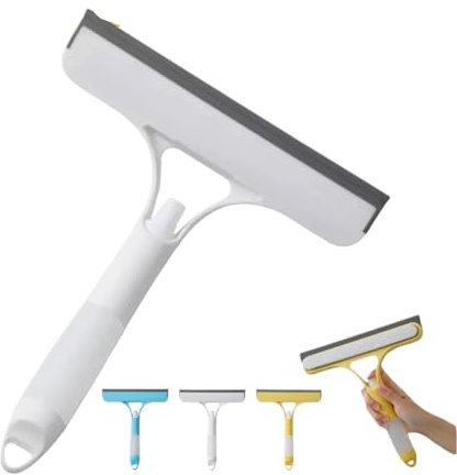 2025 - Rascador de limpieza de ventanas 3 en 1, escobilla de espejo con pulverizador, limpiador de vidrio 3 en 1 con pulverizador, escobilla de goma y esponja, escobilla de ducha multiusos para coche