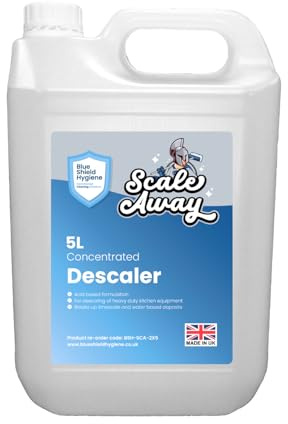 Blue Shield Hygiene Scale Away Descaler – Powerful Acid-Based Limescale Remover – Concentrated Formula for Heavy-Duty Kitchen Equipment – Restores Shine & Performance, 5L